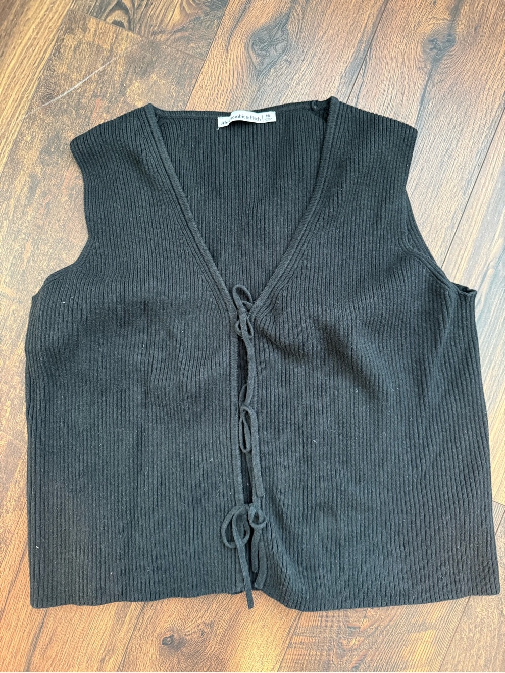 Abercrombie Ribbed Tie-Front Black Knit Vest